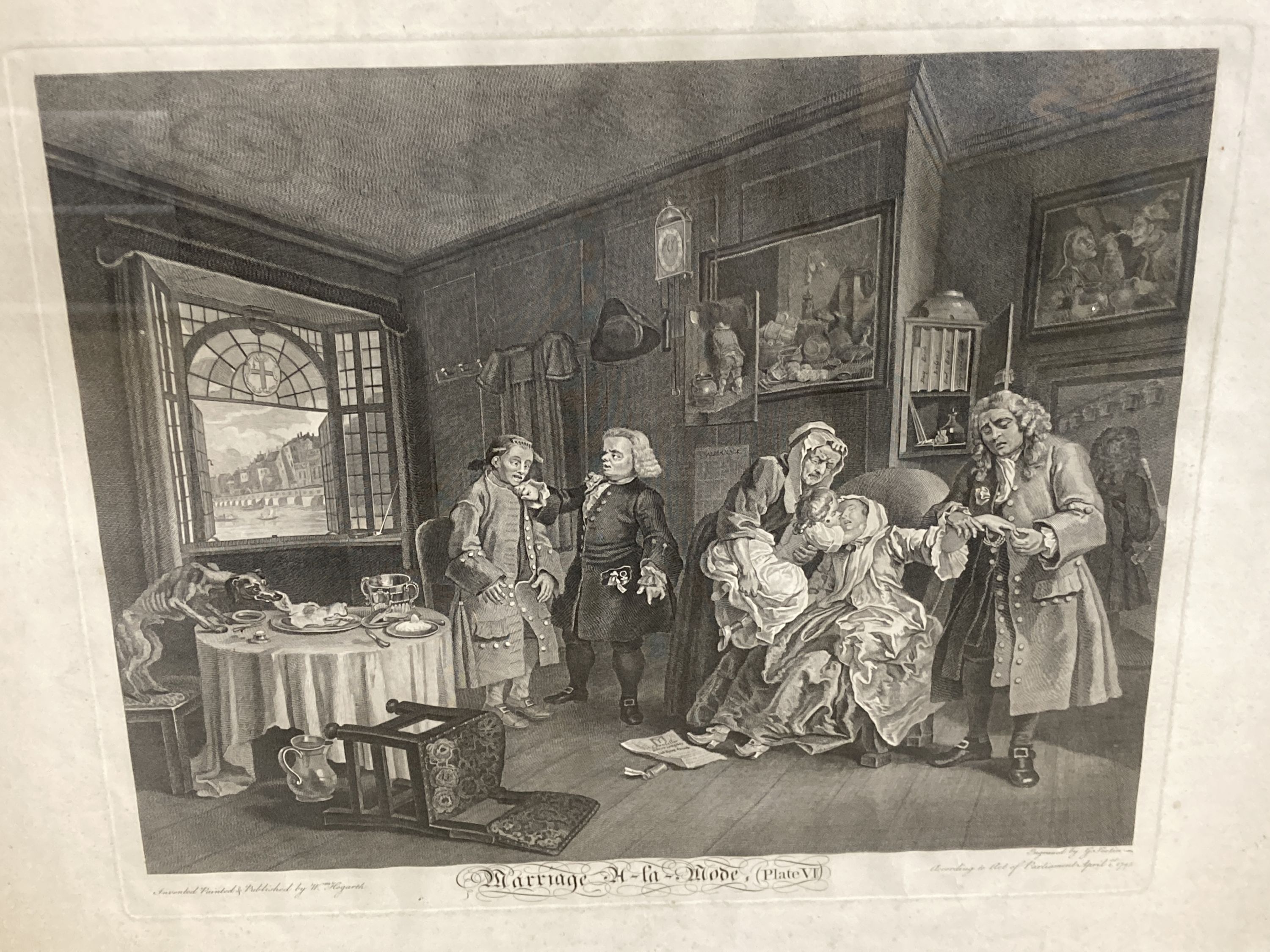 After Hogarth, a set of 6 engravings, Marriage A-La Mode, 38 x 46cm